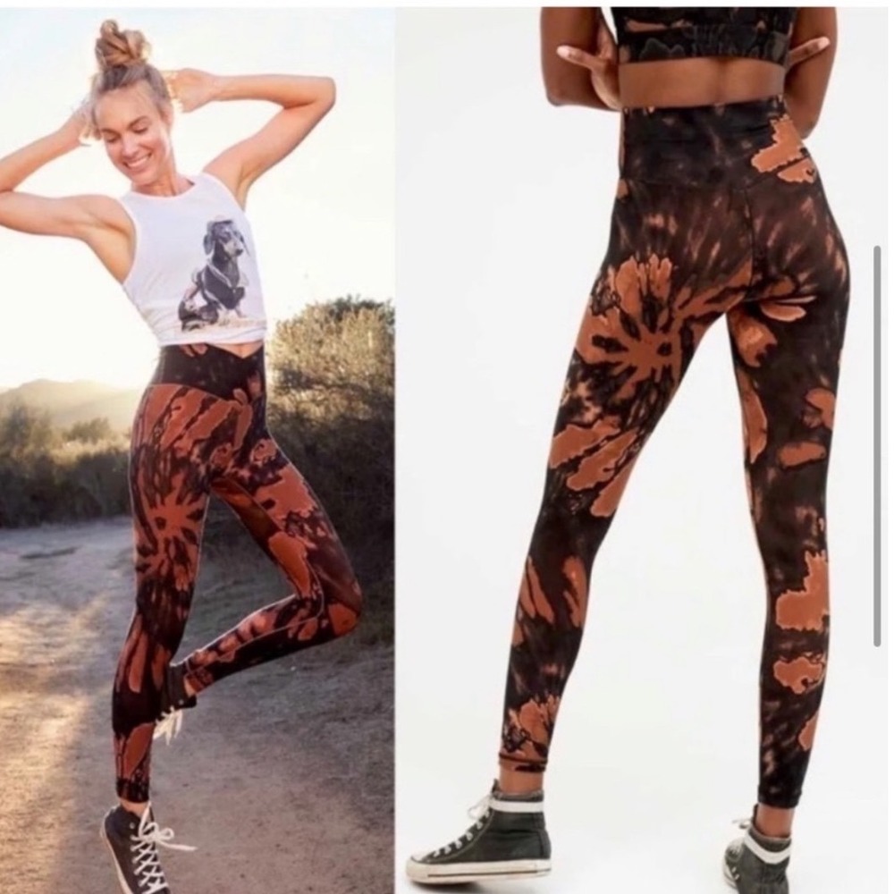 OFFLINE by‎ Aerie Real Me Crossover 7/8 Leggings Brown Black Tie Dye Small S